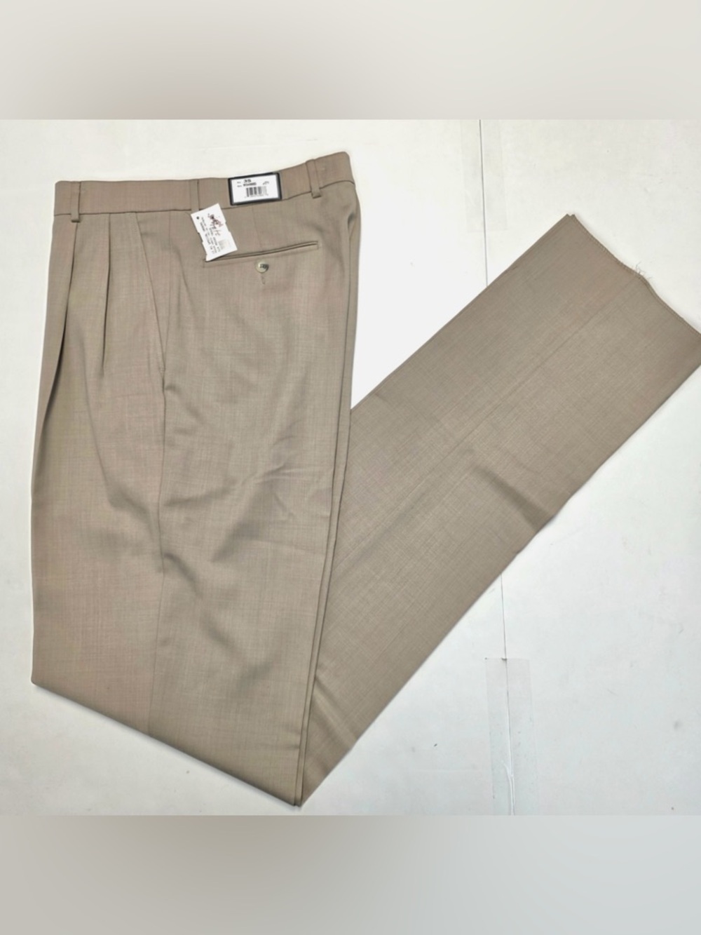 NWT BALLIN Pleated COMFORT-EZE Dress Pants Men's Brown Super 120's Wool